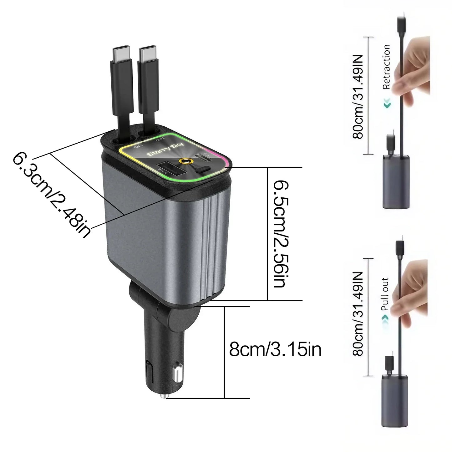 4 in 1 Retractable Car Charger